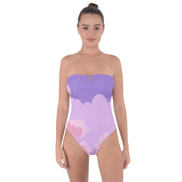 Sky Nature Sunset Clouds Space Fantasy Sunrise Tie Back One Piece Swimsuit