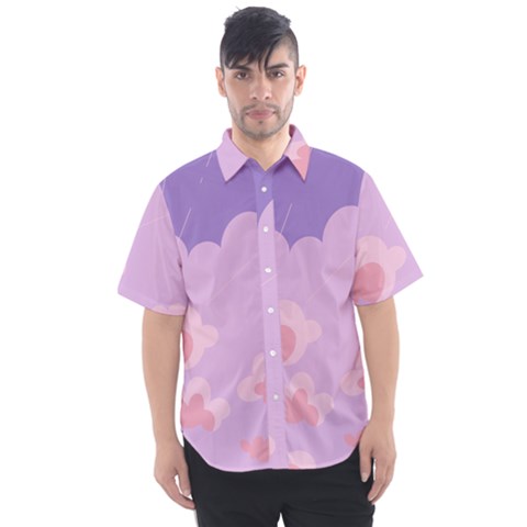 Sky Nature Sunset Clouds Space Fantasy Sunrise Men s Short Sleeve Shirt by Vaneshop