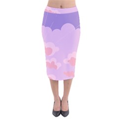 Sky Nature Sunset Clouds Space Fantasy Sunrise Velvet Midi Pencil Skirt by Vaneshop