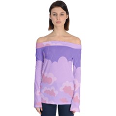 Sky Nature Sunset Clouds Space Fantasy Sunrise Off Shoulder Long Sleeve Top by Vaneshop