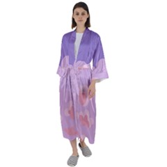 Sky Nature Sunset Clouds Space Fantasy Sunrise Maxi Satin Kimono by Vaneshop