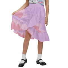 Sky Nature Sunset Clouds Space Fantasy Sunrise Kids  Ruffle Flared Wrap Midi Skirt by Vaneshop