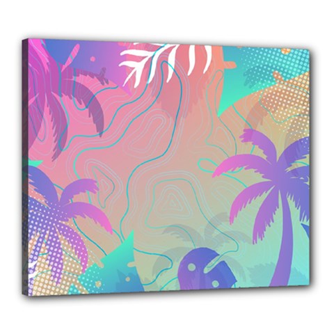 Palm Trees Leaves Plants Tropical Wreath Canvas 24  X 20  (stretched) by Vaneshop