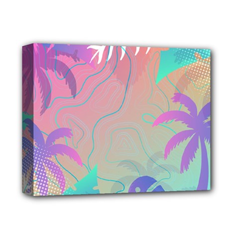 Palm Trees Leaves Plants Tropical Wreath Deluxe Canvas 14  X 11  (stretched) by Vaneshop