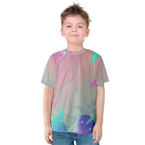 Palm Trees Leaves Plants Tropical Wreath Kids  Cotton T-shirt by Vaneshop