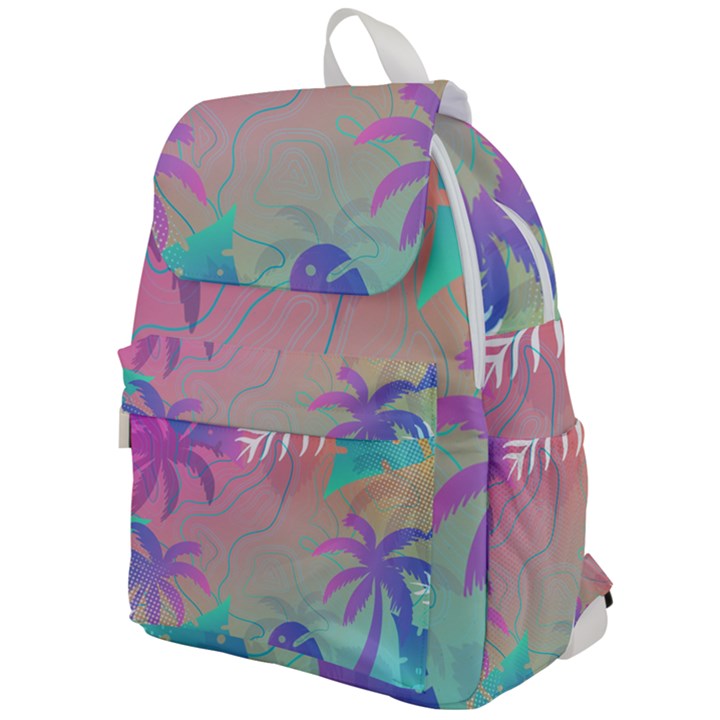 Palm Trees Leaves Plants Tropical Wreath Top Flap Backpack