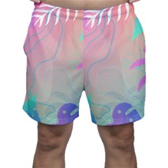 Palm Trees Leaves Plants Tropical Wreath Men s Shorts by Vaneshop