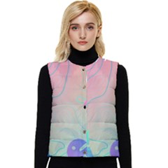 Palm Trees Leaves Plants Tropical Wreath Women s Button Up Puffer Vest by Vaneshop