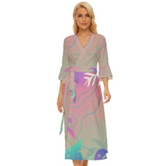 Palm Trees Leaves Plants Tropical Wreath Midsummer Wrap Dress by Vaneshop