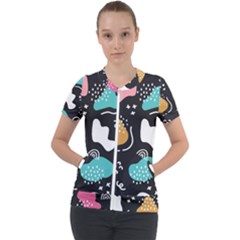 Art Pattern Design Background Print Short Sleeve Zip Up Jacket by Vaneshop