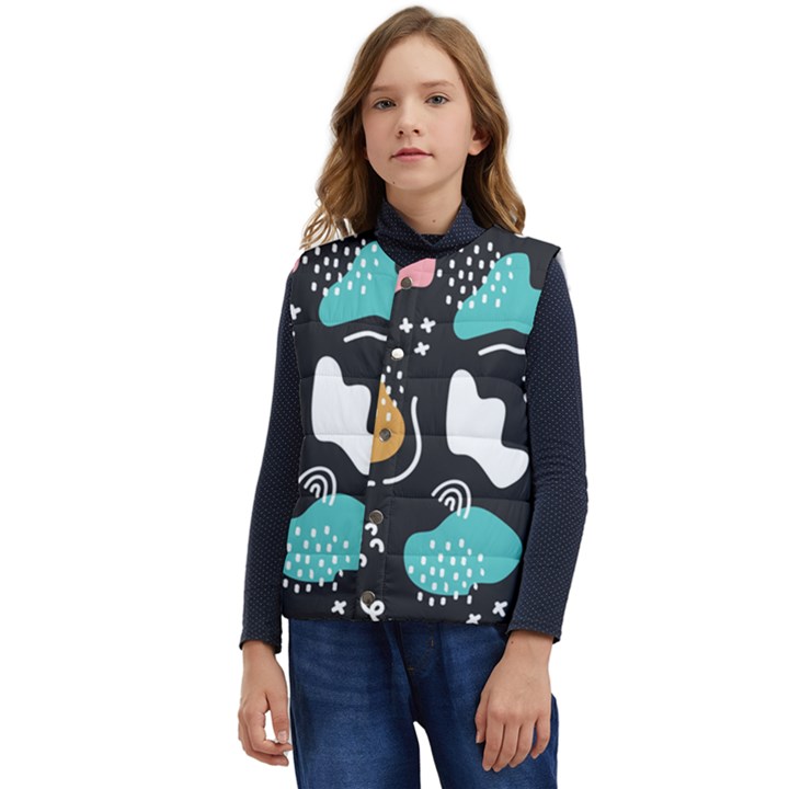 Art Pattern Design Background Print Kid s Button Up Puffer Vest	