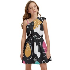 Art Pattern Design Background Print Kids  One Shoulder Party Dress by Vaneshop