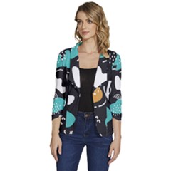 Art Pattern Design Background Print Women s One-button 3/4 Sleeve Short Jacket by Vaneshop