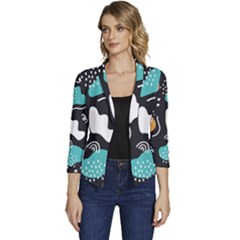 Art Pattern Design Background Print Women s Casual 3/4 Sleeve Spring Jacket by Vaneshop