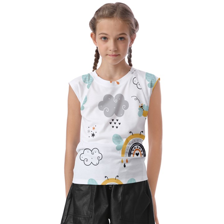 Art Pattern Design Wallpaper Background Print Kids  Raglan Cap Sleeve T-Shirt