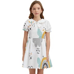 Art Pattern Design Wallpaper Background Print Kids  Bow Tie Puff Sleeve Dress by Vaneshop