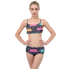 Art Pattern Design Wallpaper Background Print Patterns Layered Top Bikini Set by Vaneshop