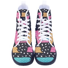 Art Pattern Design Wallpaper Background Print Patterns Men s High-top Canvas Sneakers