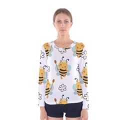 Art Bee Pattern Design Wallpaper Background Women s Long Sleeve T-shirt