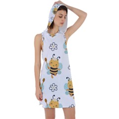 Art Bee Pattern Design Wallpaper Background Racer Back Hoodie Dress by Vaneshop