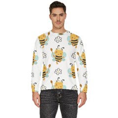 Art Bee Pattern Design Wallpaper Background Men s Fleece Sweatshirt by Vaneshop