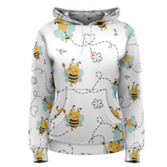 Bee Art Pattern Design Wallpaper Background Print Women s Pullover Hoodie by Vaneshop