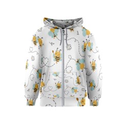 Bee Art Pattern Design Wallpaper Background Print Kids  Zipper Hoodie by Vaneshop