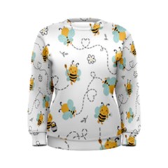 Bee Art Pattern Design Wallpaper Background Print Women s Sweatshirt by Vaneshop