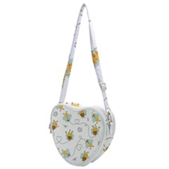 Bee Art Pattern Design Wallpaper Background Print Heart Shoulder Bag by Vaneshop