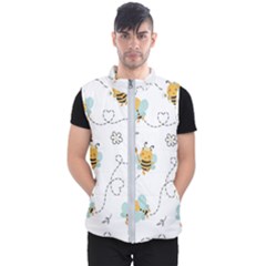 Bee Art Pattern Design Wallpaper Background Print Men s Puffer Vest by Vaneshop