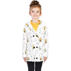 Bee Art Pattern Design Wallpaper Background Print Kids  Double Breasted Button Coat by Vaneshop