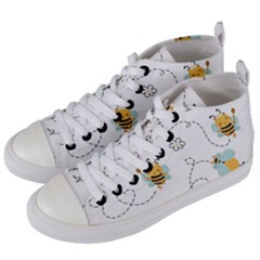 Bee Art Pattern Design Wallpaper Background Print Women s Mid-top Canvas Sneakers by Vaneshop