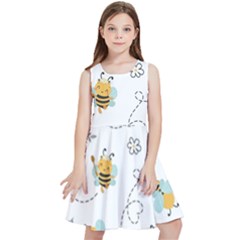 Bee Art Pattern Design Wallpaper Background Print Kids  Skater Dress by Vaneshop