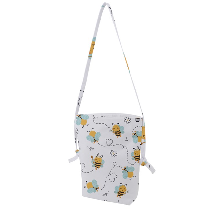 Bee Art Pattern Design Wallpaper Background Print Folding Shoulder Bag