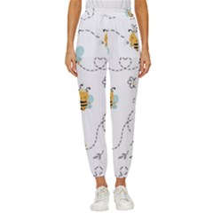 Bee Art Pattern Design Wallpaper Background Print Women s Cropped Drawstring Pants by Vaneshop