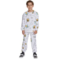 Bee Art Pattern Design Wallpaper Background Print Kids  Sweatshirt Set by Vaneshop