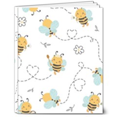 Bee Art Pattern Design Wallpaper Background Print 8  X 10  Hardcover Notebook