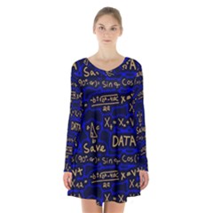 Art Pattern Design Background Graphic Long Sleeve Velvet V-neck Dress