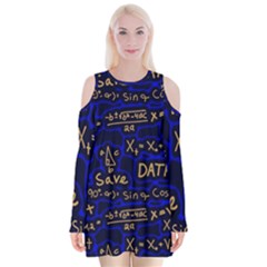 Art Pattern Design Background Graphic Velvet Long Sleeve Shoulder Cutout Dress