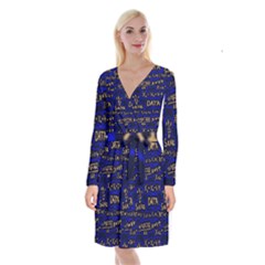 Art Pattern Design Background Graphic Long Sleeve Velvet Front Wrap Dress by Vaneshop