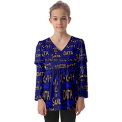 Art Pattern Design Background Graphic Kids  V Neck Casual Top by Vaneshop