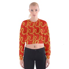 Background Ornamental Pattern Abstract Seamless Cropped Sweatshirt