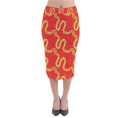 Background Ornamental Pattern Abstract Seamless Velvet Midi Pencil Skirt by Vaneshop