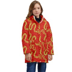 Background Ornamental Pattern Abstract Seamless Kids  Hooded Longline Puffer Jacket by Vaneshop