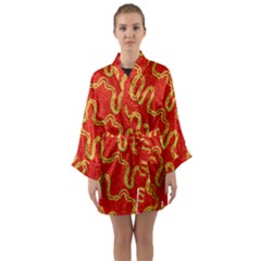 Background Ornamental Pattern Abstract Seamless Long Sleeve Satin Kimono by Vaneshop