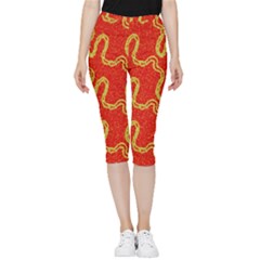 Background Ornamental Pattern Abstract Seamless Inside Out Lightweight Velour Capri Leggings  by Vaneshop