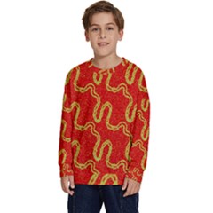 Background Ornamental Pattern Abstract Seamless Kids  Crewneck Sweatshirt