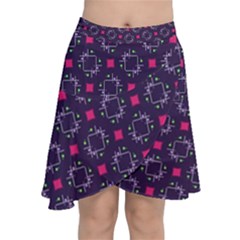 Geometric Pattern Retro Style Background Chiffon Wrap Front Skirt by Vaneshop