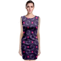 Geometric Pattern Retro Style Background Sleeveless Velvet Midi Dress