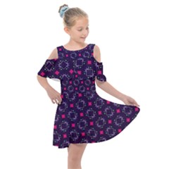 Geometric Pattern Retro Style Background Kids  Shoulder Cutout Chiffon Dress by Vaneshop